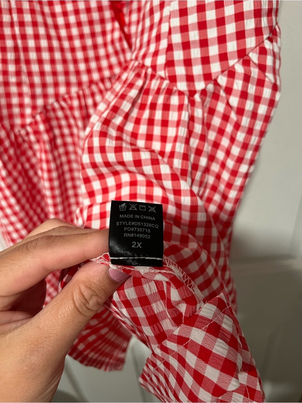 Red Gingham Lace-Trim Mini Dress - Picture 11 of 11